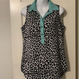 Heart Soul Sleeveless Shirt Black White Cheetah M